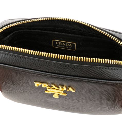 Borsa Mini in pelle saffiano con logo in Nero .